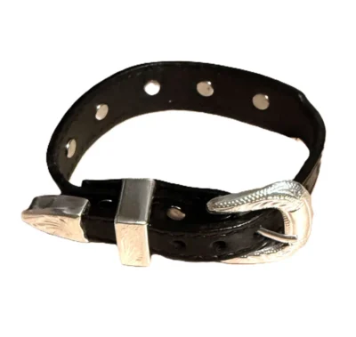 Black rhinestone cowgirl leather bracelet