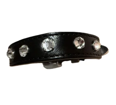 Black rhinestone cowgirl leather bracelet