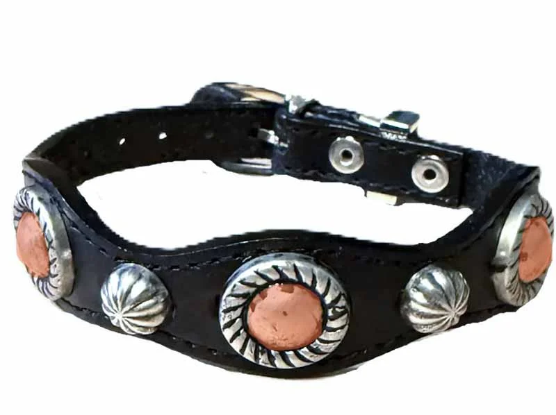 Western Leather Bracelet – Copper Parachute Conchos – USA made 4 Western Leather Bracelet – Copper Parachute Conchos – USA made
