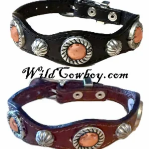Western Leather Bracelet – Copper Parachute Conchos – USA made