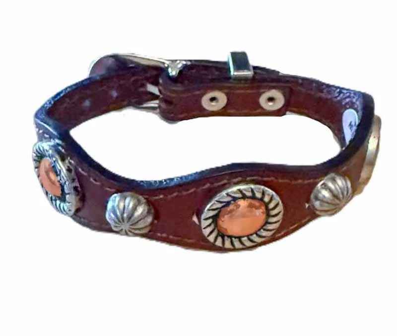 Western Leather Bracelet – Copper Parachute Conchos – USA made 2 Western Leather Bracelet – Copper Parachute Conchos – USA made