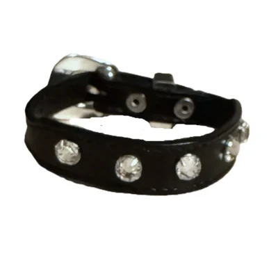 Black rhinestone cowgirl leather bracelet