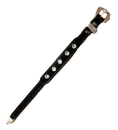 Black rhinestone cowgirl leather bracelet