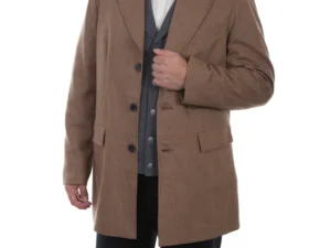 Mens Scully USA Made 3/4 Brown Plaid Wool Town Coat