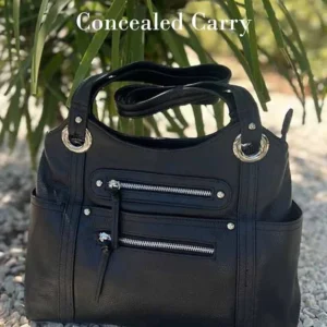 black leather concealed carry handbag