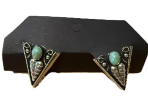 Turquoise Stone Vine Design Collar Tips