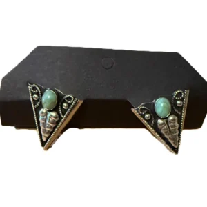 Turquoise Stone Vine Design Collar Tips