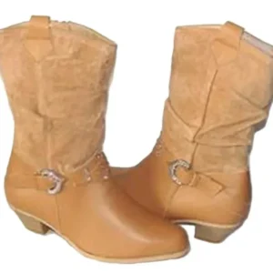 tan slouch rhinestone boots for girls size 2