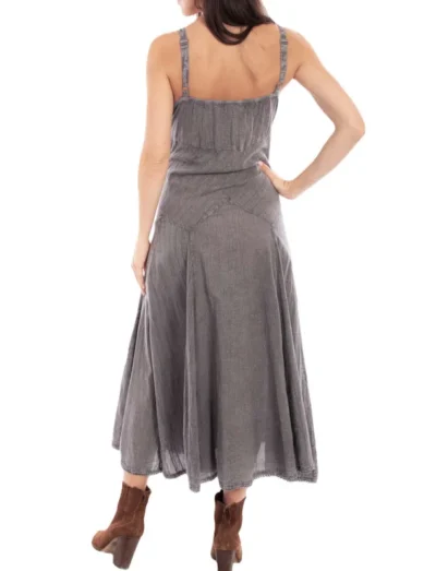 Scully Womens Full Length Grey Western Spaghetti Dress