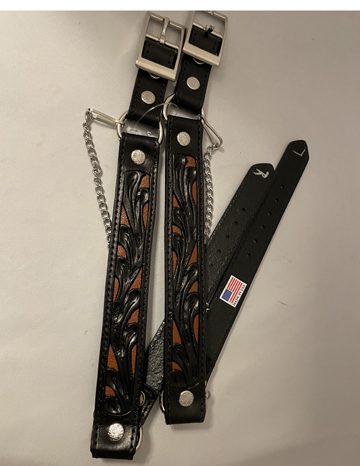Brown and Black Inlay Leather Cowboy boot chains USA