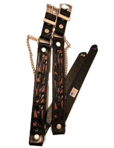 Brown and Black Inlay Leather Cowboy boot chains