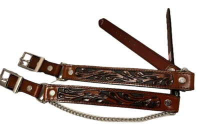 Brown and Black Inlay Leather Cowboy boot chains