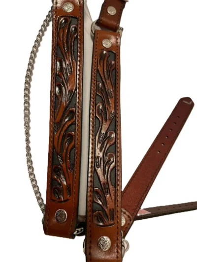 Brown and Black Inlay Leather Cowboy boot chains