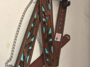 Turquoise & Black Tooled Leather Cowboy boot chains