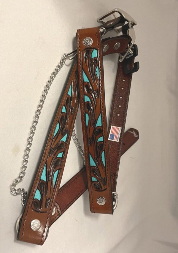 Turquoise & Black Tooled Leather Cowboy boot chains