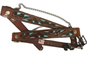 Turquoise Inlay brown Leather Cowboy boot chains