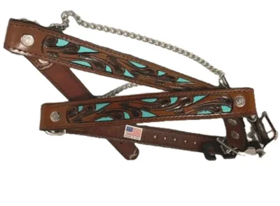 Turquoise Inlay brown Leather Cowboy boot chains