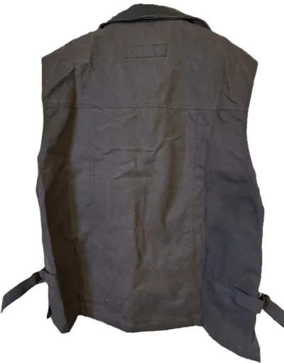 Western Cotton canvas concealed carry vest with leather collar