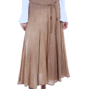 women's acid wash wrinkle khaki maxi skirt