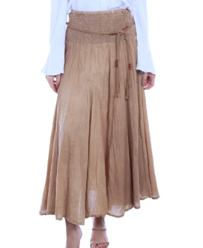 women's acid wash wrinkle khaki maxi skirt