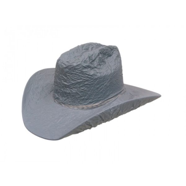A gray cowboy hat on a white background.