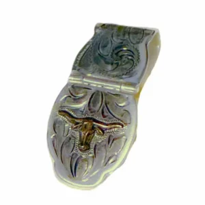 Longhorn Folding Silver Western Money Clip - USA Made