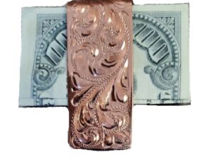 Silver Scroll Wide Engraved Western Money Clip