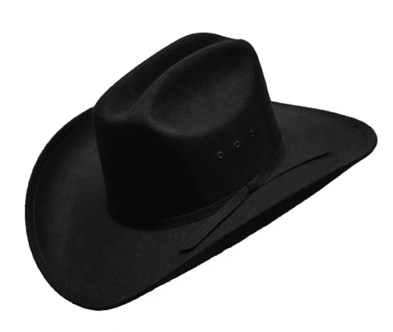 A Black Faux Felt Cowboy Hat Ribbon band on a white background.