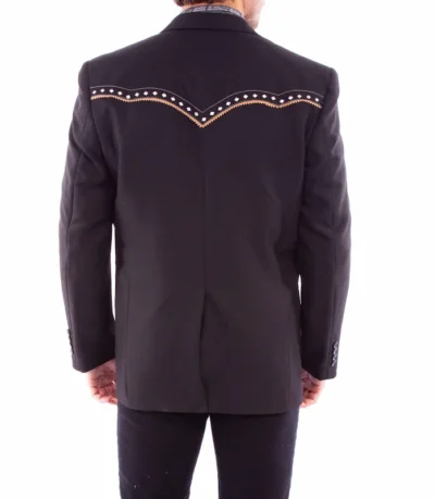 Scully Men's Diamond yoke Black Western sport coat Blazer.
