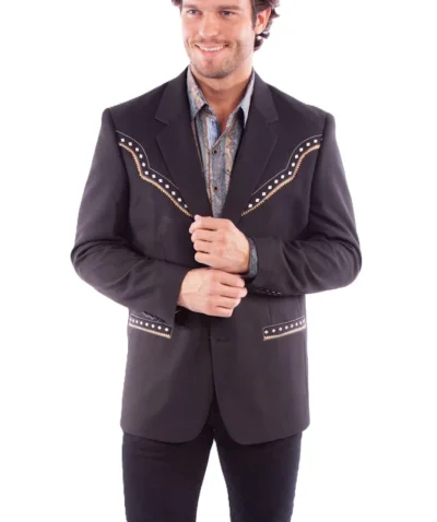 Scully Men's Diamond yoke Black Western sport coat Blazer