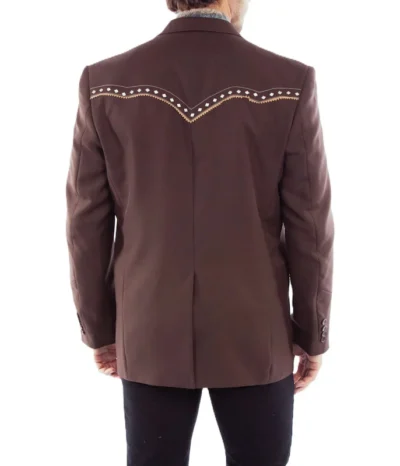 Scully Men's Diamond yoke chocolate Brown Western sport coat Blazer.