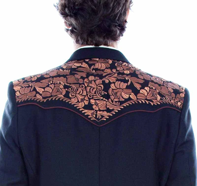 Scully Men's Brown & Black Western Sport Coat - Gunfighter Embroidered 3 Scully Men's Brown & Black Western Sport Coat - Gunfighter Embroidered