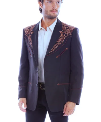 mens embroidered cowboy sport coat
