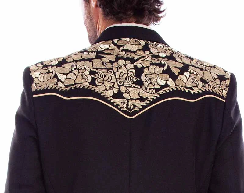 Scully Men's Black & Gold Western Sport Coat - Gunfighter Embroidered 3 Scully Men's Black & Gold Western Sport Coat