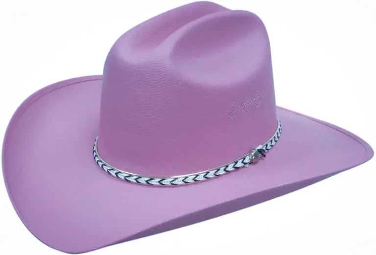 A Canvas Cattleman Kids Purple Cowboy Hat on a white background.