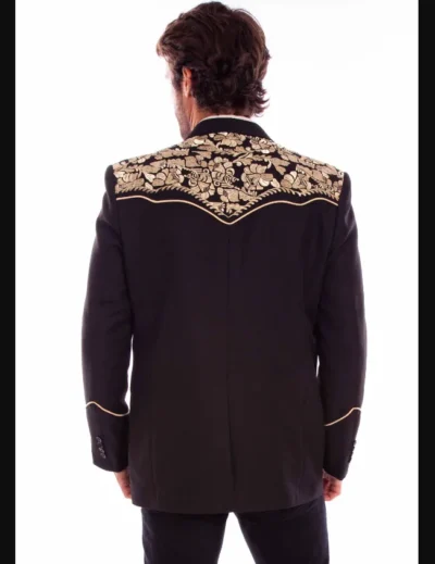 Scully Men's Gunfighter Gold Embroidered Black Western Sport Coat sizes 36-56 •
