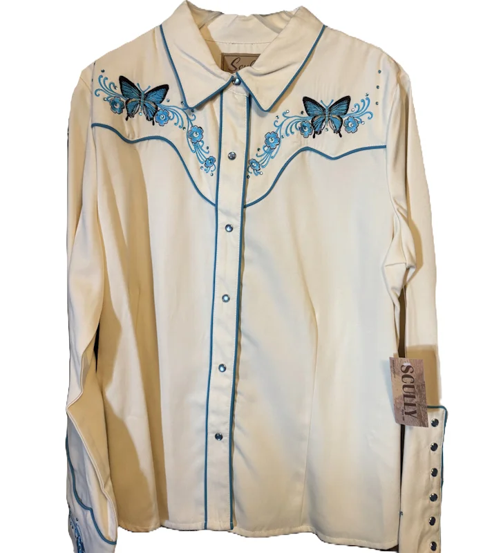 women's butterfly embroidered western shirt