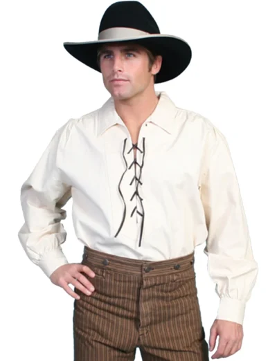 men's Daniel Boone lace up front old western frontier shirt