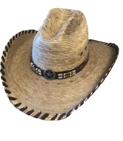 Guata palm leaf whip stitch kids straw cowboy hat