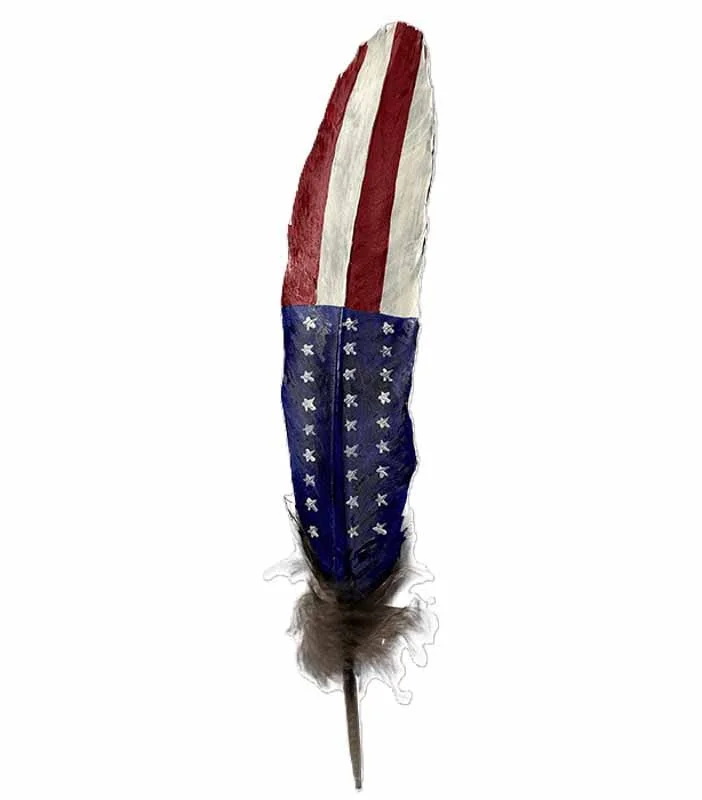 American Flag Feather for a Cowboy Hat - Hand Painted Feather 12" 1 American Flag Feather for a Cowboy Hat - Hand Painted Turkey Feather