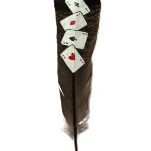 Four Aces Cowboy Hat Feather – Hand Painted Playing Cards Feather
