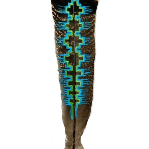 Southwestern Style Feather for a Cowboy Hat – Hand Painted Blue & Green