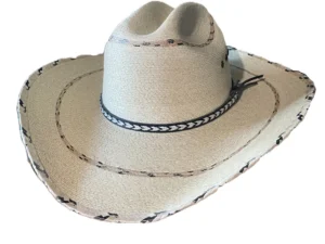 Fine Sahuayo Palm leaf Cowboy Hat with black pinto stripe