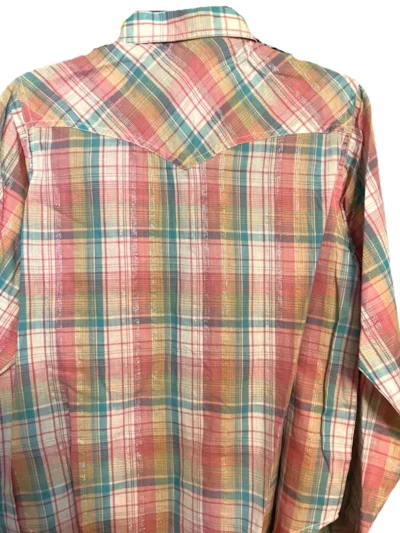 <div class="qsc-html-content"> Kids Short Sleeve Pink & Turquoise Silver Lurex Rhinestone Western Shirt </div> •