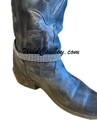 Large Cowboy Boot Bracelet silver studs silver buckle closure Adjustable closure •