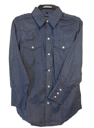 kids blue striped western shirt