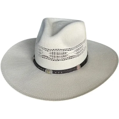 Ivory Straw Vented Pinch Front Flat Brim Hat