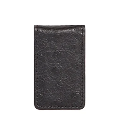 Scully Black Ostrich leather magnetic money clip