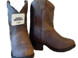 Toddler brown leather wide cowboy boots