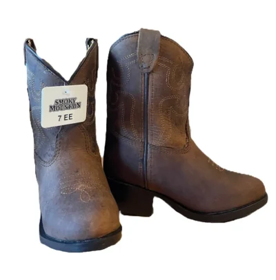 Toddler brown leather wide cowboy boots